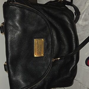 Carmen Marc Valvo Black Leather Backpack